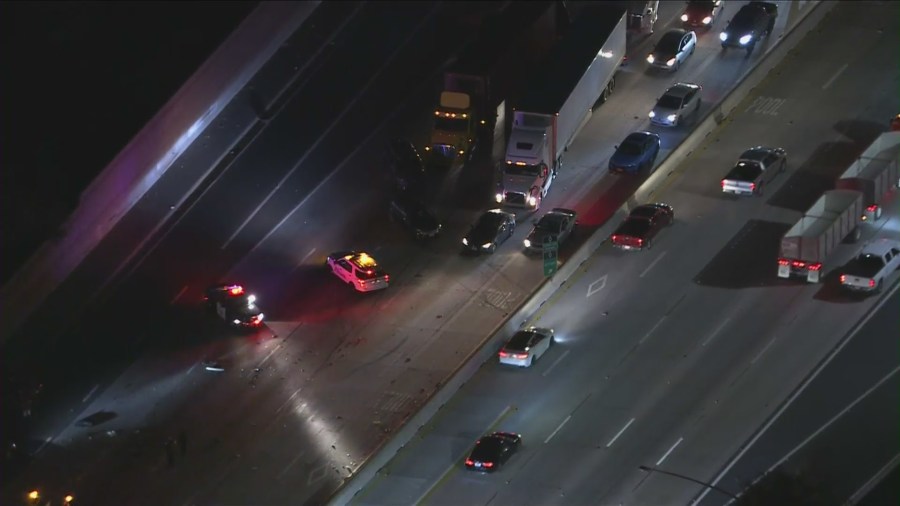 Multi-vehicle crash involving wrong way driver stops all traffic on 405 Freeway 