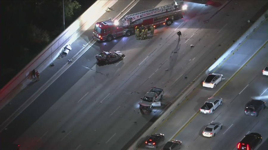 Multi-vehicle crash involving wrong way driver stops all traffic on 405 Freeway 