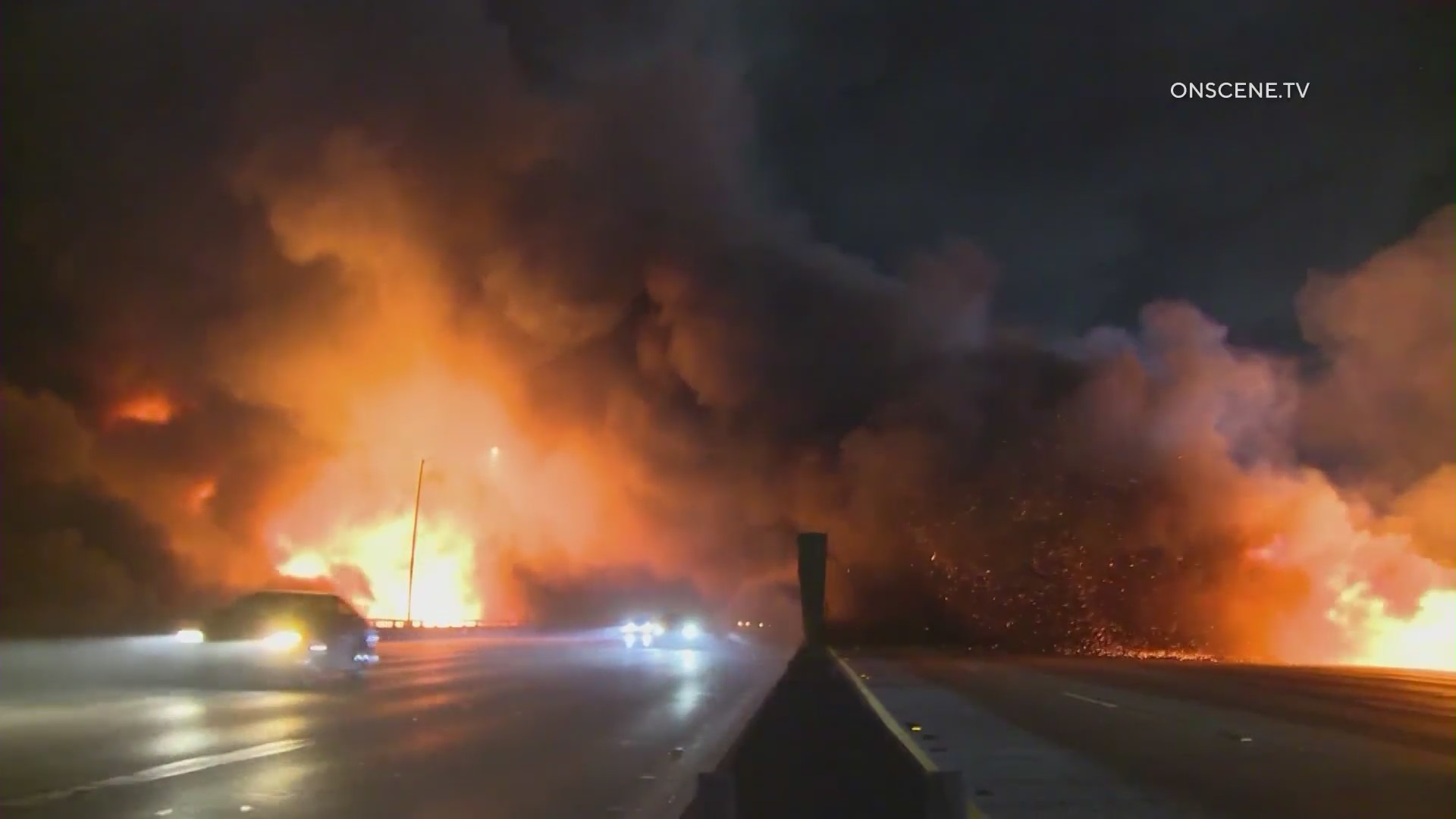 Driver forced to flee his car during 10 freeway fire being charged for tow