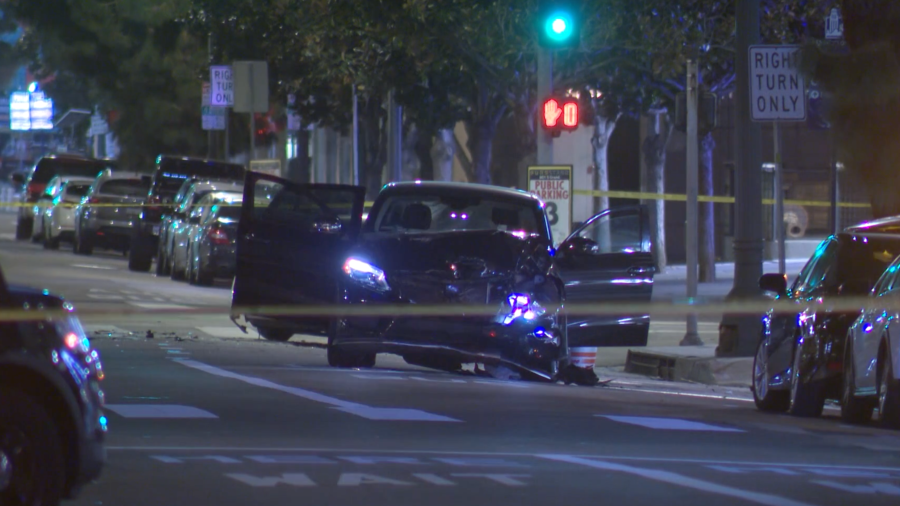 A pursuit came to an end in downtown Los Angeles on Nov. 14, 2023.