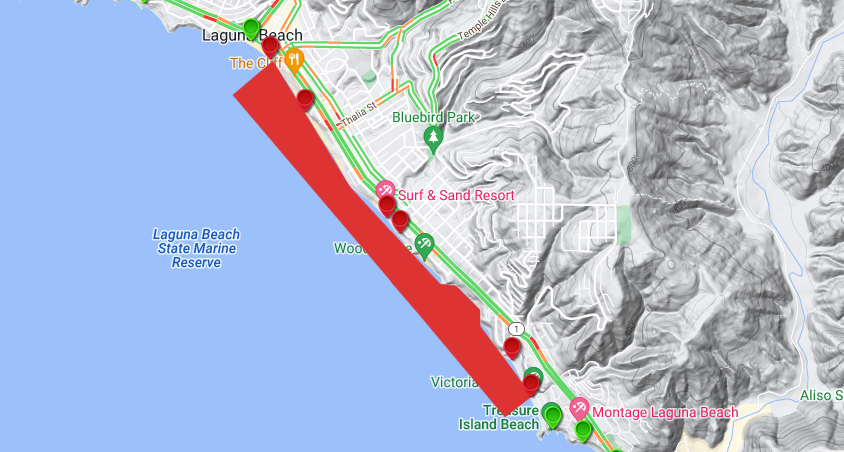 O.C. beach closure map