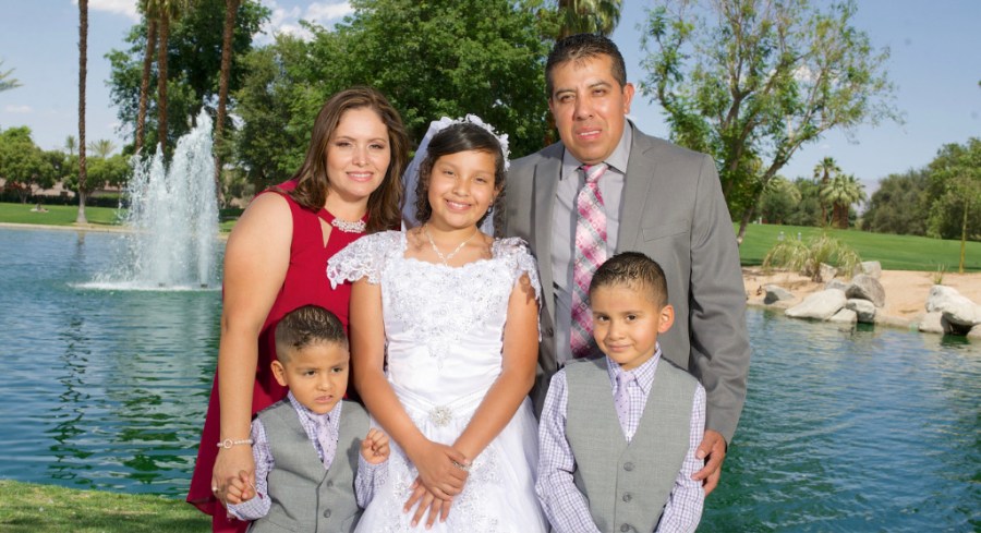 Victims Ruben Hernandez, 43, and his 11-year-old daughter with family members. (Hernandez Family)