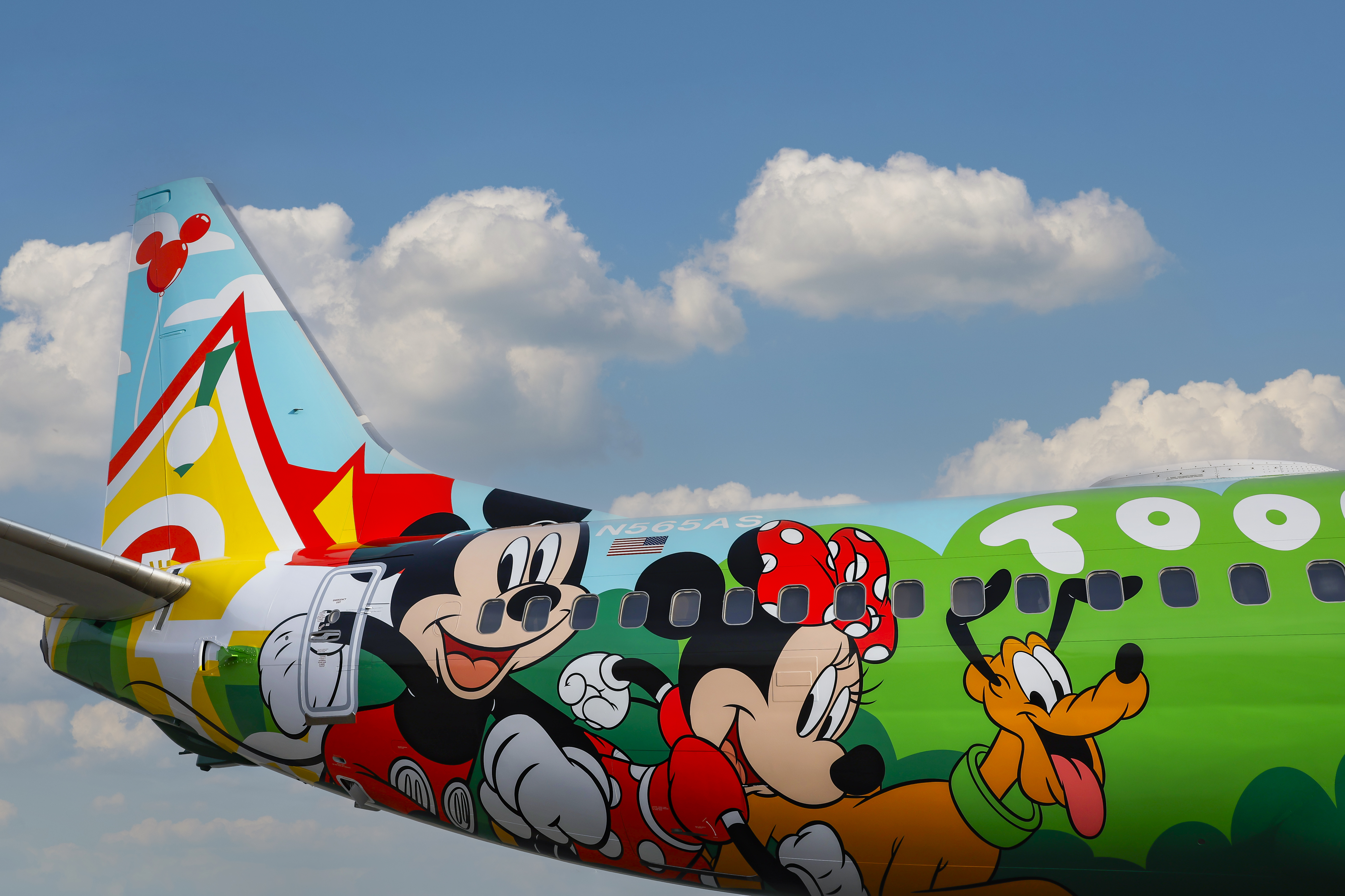 Alaska Airlines 'Mickey’s Toontown' Disney Livery launch from Spokane, Washington on Oct. 31, 2023. (Joe Nicholson/Alaska Airlines)