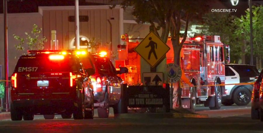 Police repsonded to an officer-involved shooting outside the Sagebrush Cantina in Calabasas on Nov. 1, 2023. (OnScene.TV)