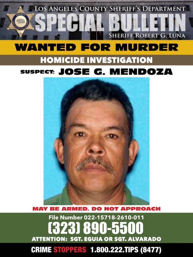 Jose Guadalupe Mendoza, 60, in a wanted poster from the Los Angeles County Sheriff's Department.