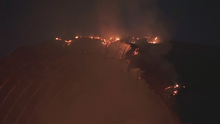 Historic hangar at former air base engulfed in flames