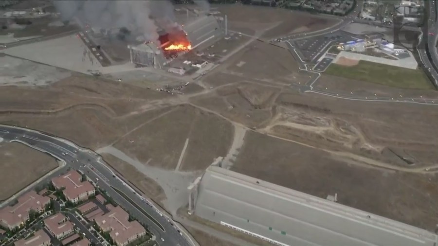 Historic hangar at former air base engulfed in flames