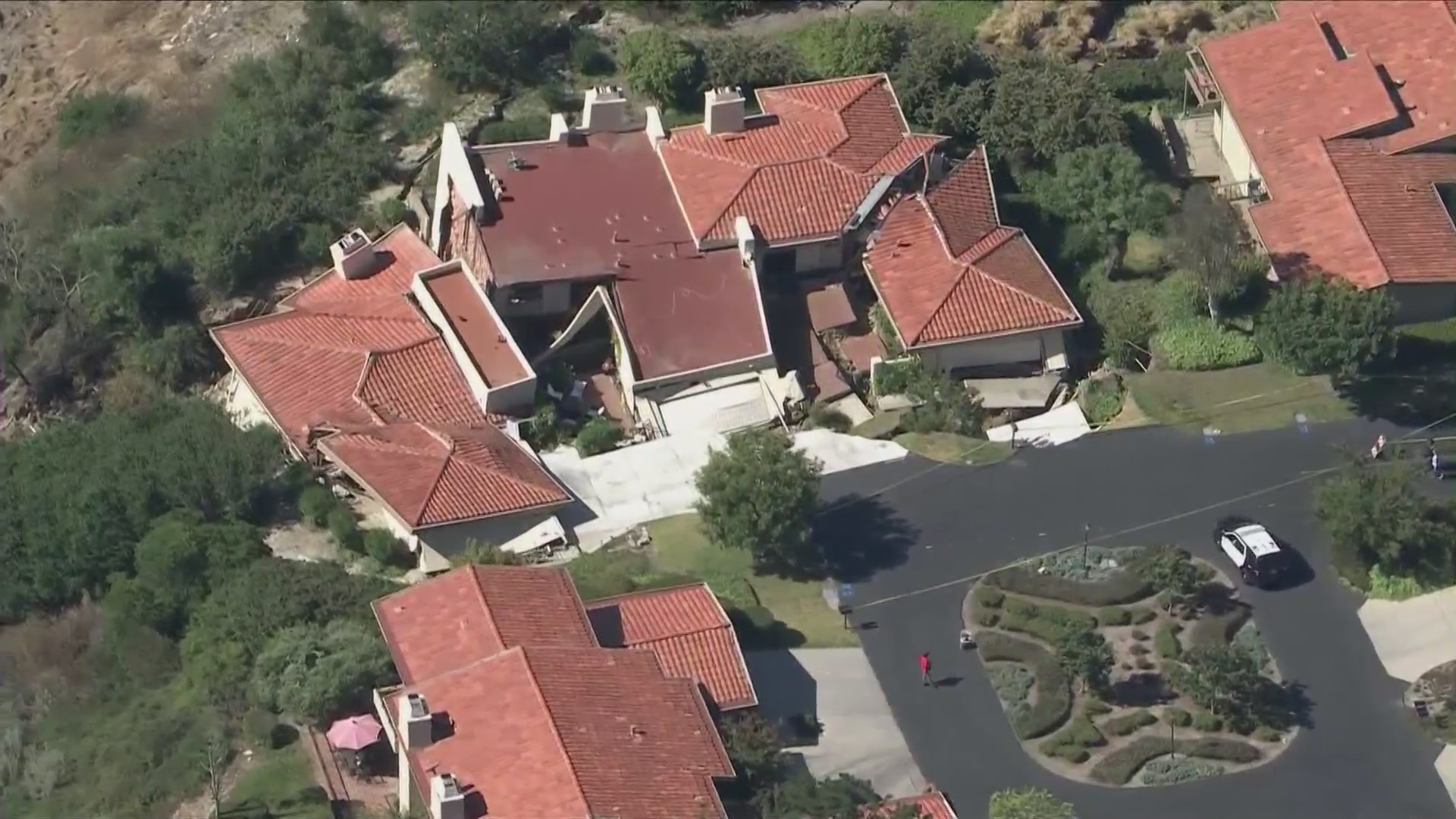 Massive landslide prompts evacuations of homes in Rolling Hills Estates on the Palos Verdes Peninsula on July 11, 2023. (KTLA)