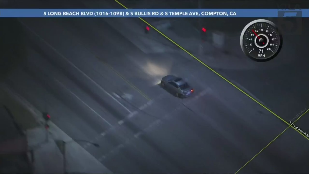 At least one person is in custody following a high-speed pursuit through Los Angeles County on Nov. 3, 2023. (KTLA)