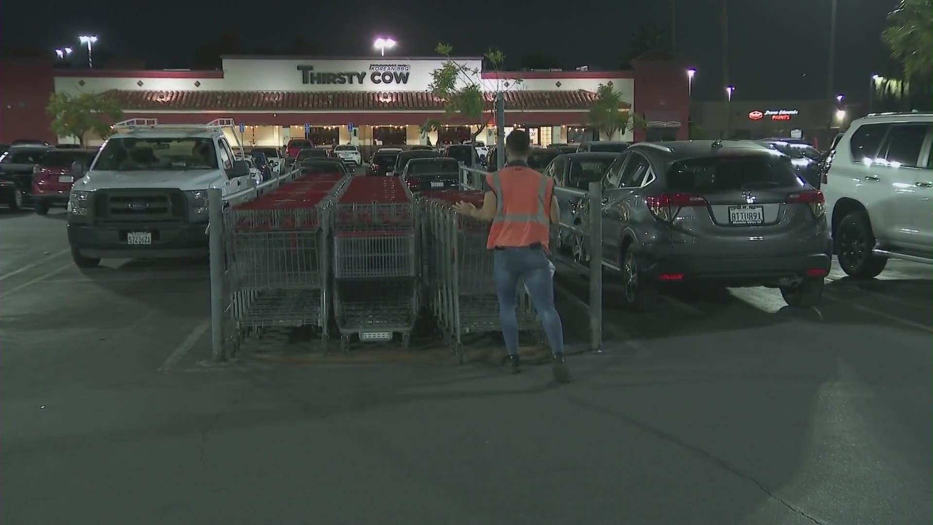 The parking lot of the Costco in the City of Industry where a woman was dragged by a purse snatcher's vehicle on Nov. 28, 2023. (KTLA)