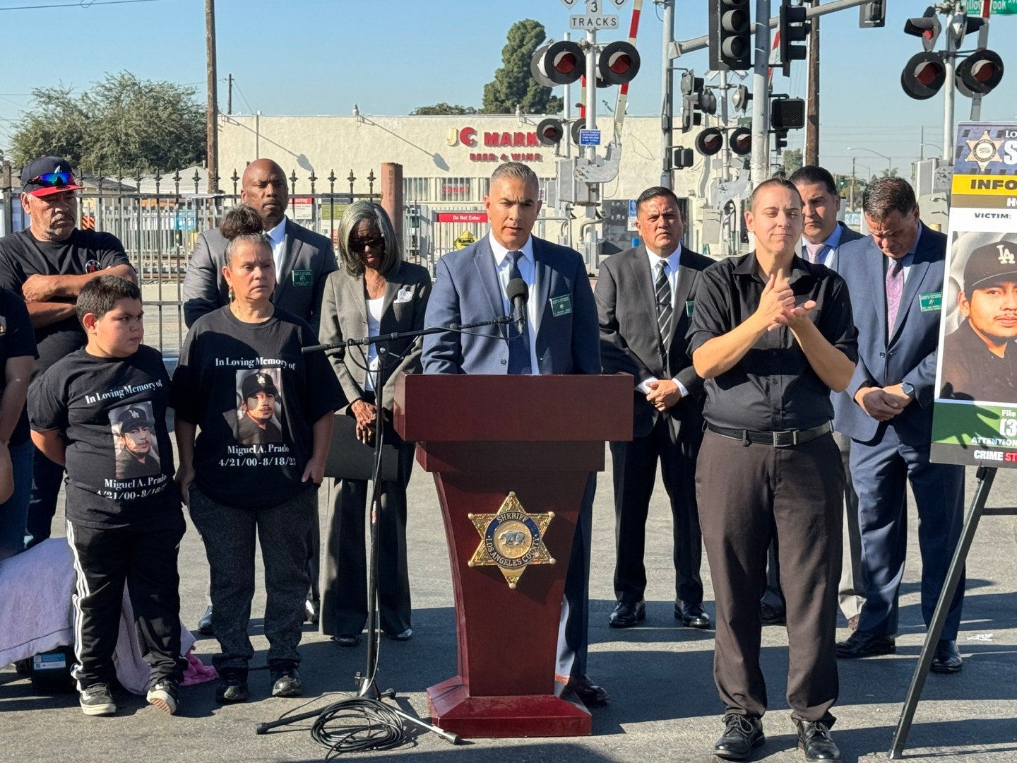 A press conference held on Dec. 6, 2023 with the victim's parents and siblings, Compton Station Captain Terrance Bell, and the Mayor of Compton, Emma Sharif. (Los Angeles County Sheriff’s Department)