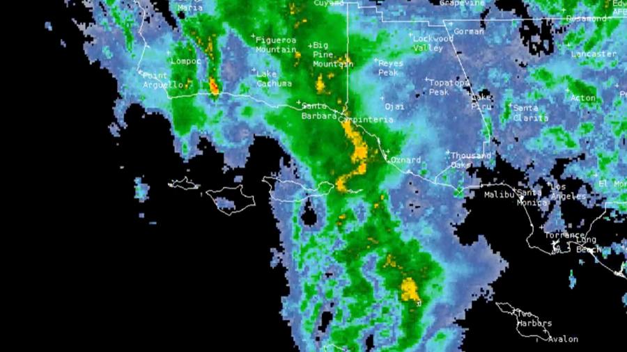 Radar image shows rain over Southern California on Dec. 21, 2023.