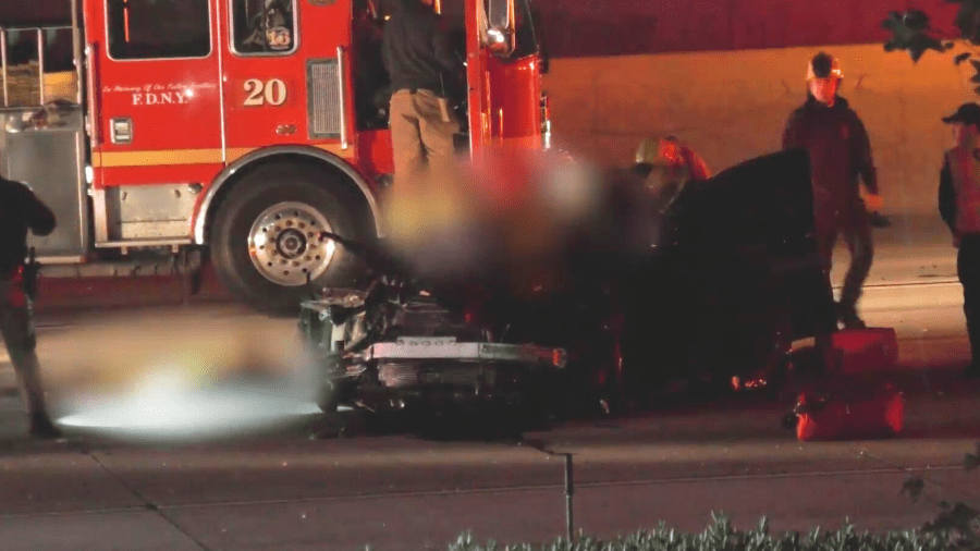 Emergency crews respond to a fatal crash in Santa Fe Springs.