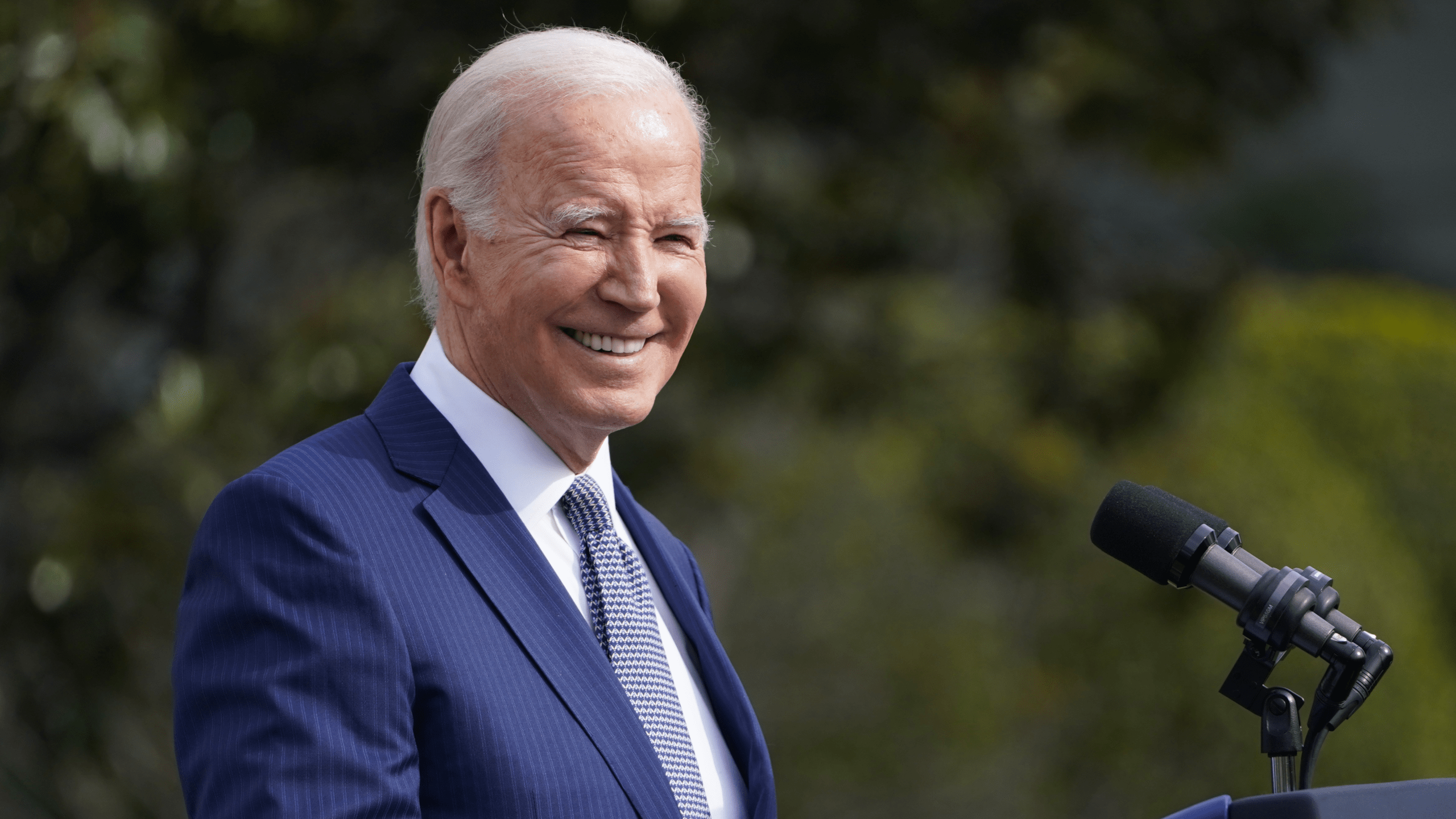 President Joe Biden speaks after pardoning the national Thanksgiving turkey, during a ceremony at the White House in Washington, Nov. 20, 2023.