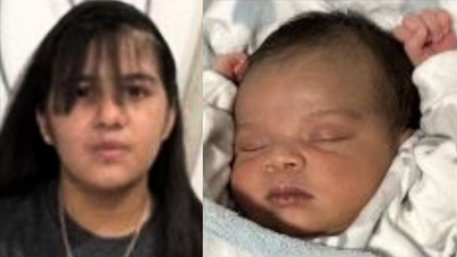 Nevaeh Lorane Martinez, 13, and her two-week-old son, D’Angelo Hill in photos from the Los Angeles County Sheriff’s Department.