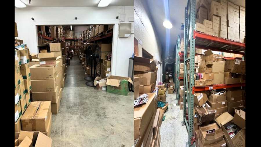 Over a million dollars worth of stolen cosmetics, beauty products and more were found in a warehouse and makeup store on Dec. 19, 2023. (California Highway Patrol)