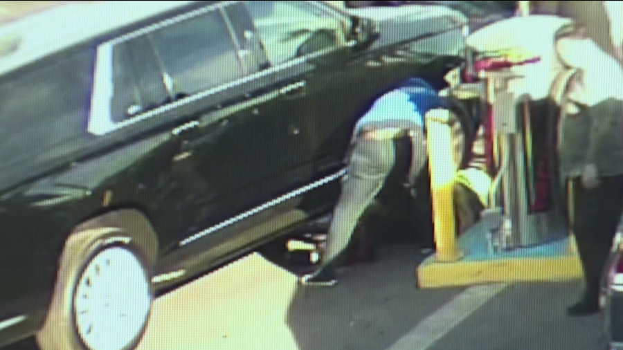 A good Samaritan rushed over to help a school crossing guard who was thrown into the air after a vehicle jumped the curb and smashed into him in Lakewood on Dec. 1, 2023. (SuperFine Auto Spa)