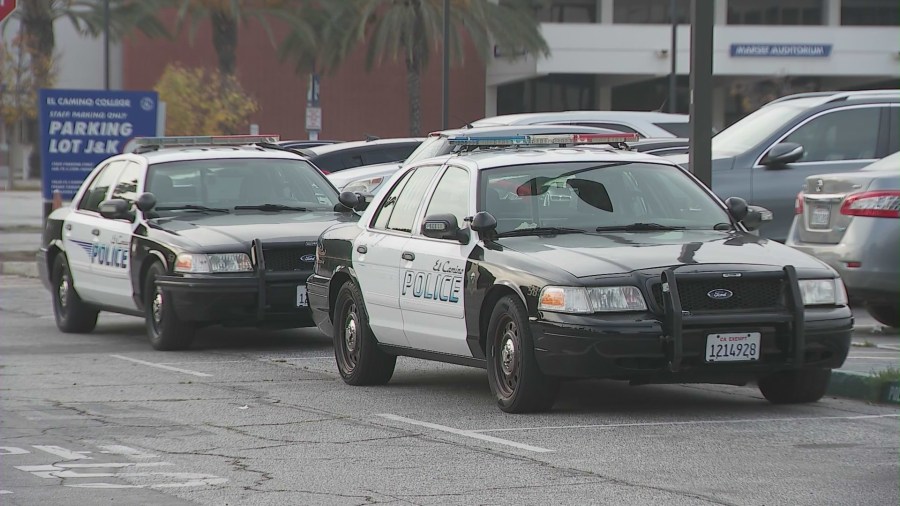 El Camino College campus police in Torrance, California. (KTLA)