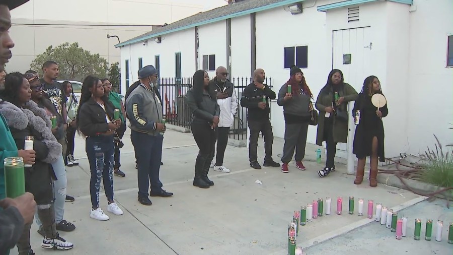 A vigil held on Dec. 23, 2023 to remember Niani Finlayson who was shot and killed by L.A. County deputies in Lancaster. (KTLA)