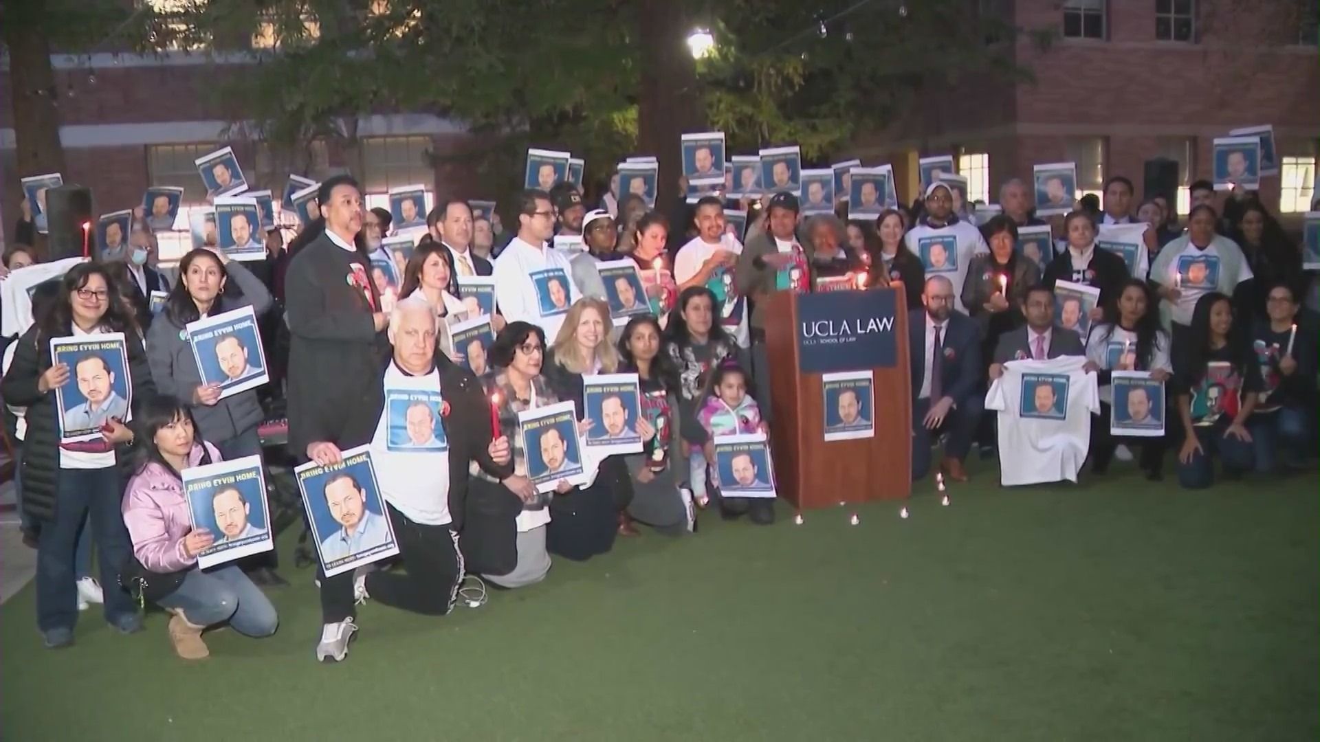 Friends and loved ones gathered at the UCLA School of Law on Jan. 18, 2023 to call for Hernandez's release from being wrongfully detained at a Venezuelan prison. (KTLA)