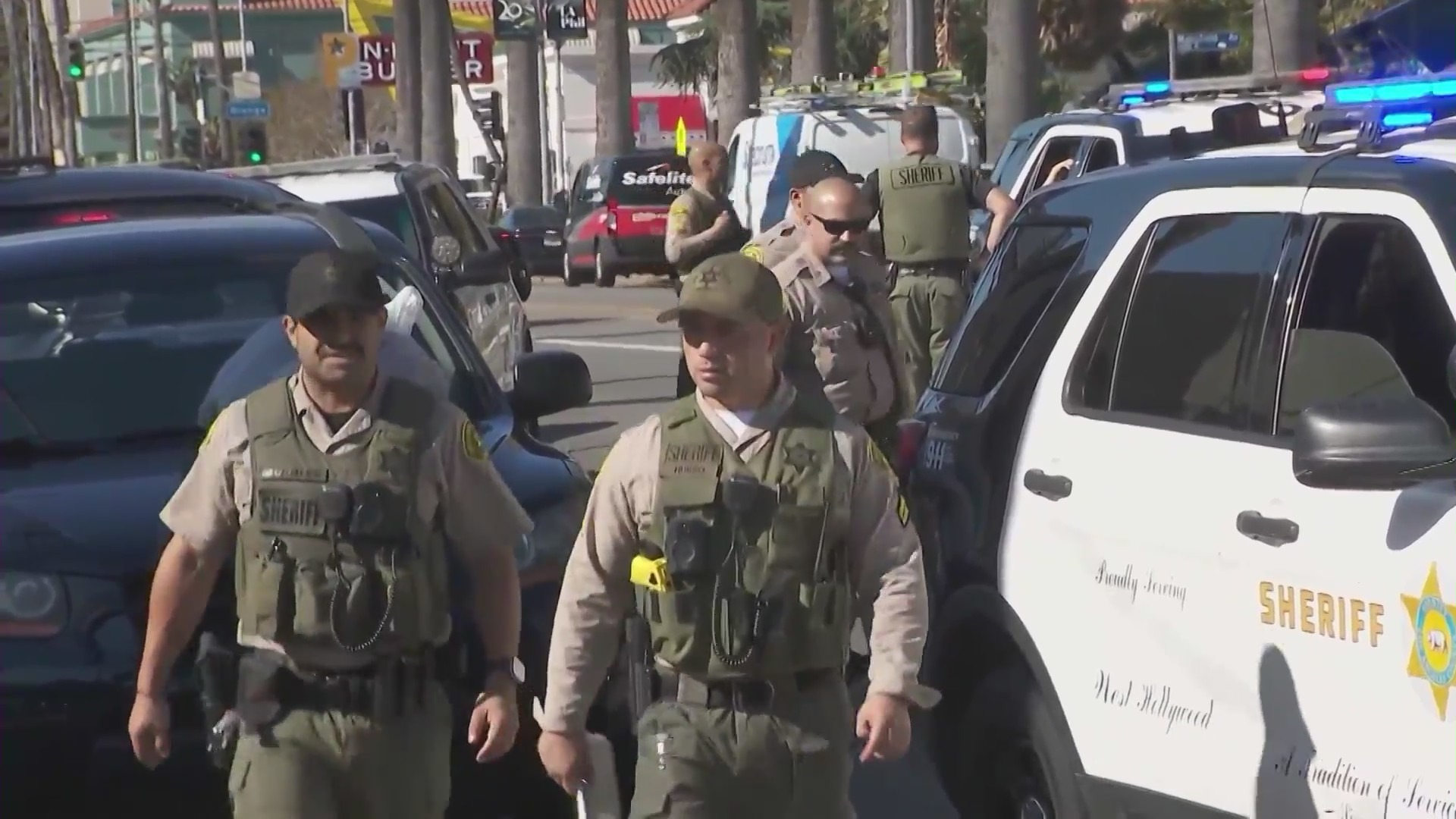 LAPD's Olympic Division patrolling the streets. (KTLA)