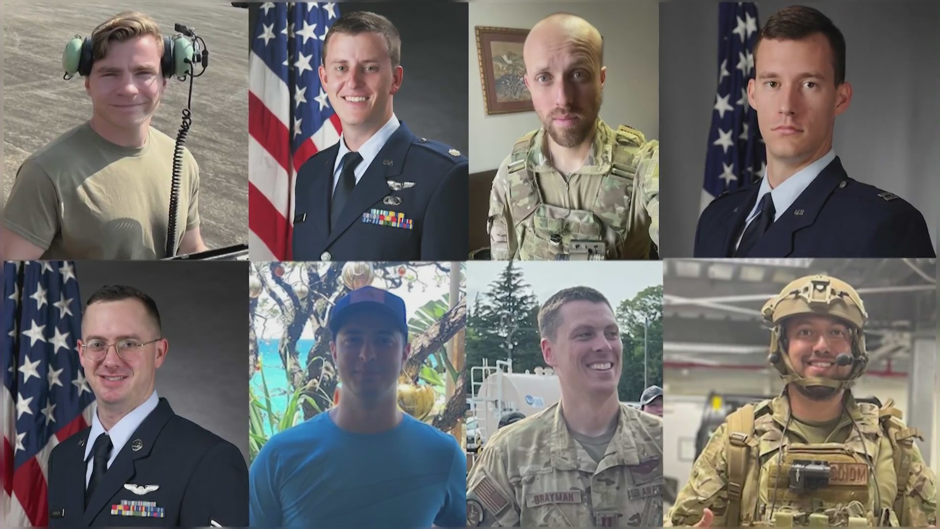 The eight eight U.S. military service members killed in an Osprey crash on Nov. 29, 2023. (U.S. Air Force)