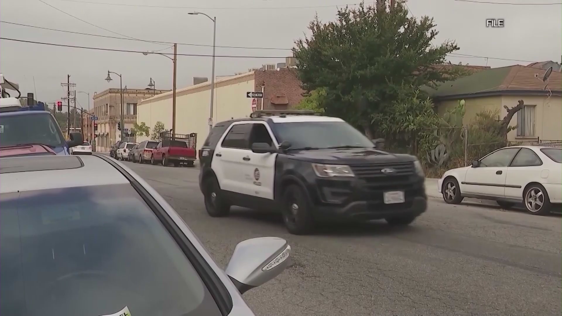 LAPD's Olympic Division patrolling the streets. (KTLA)