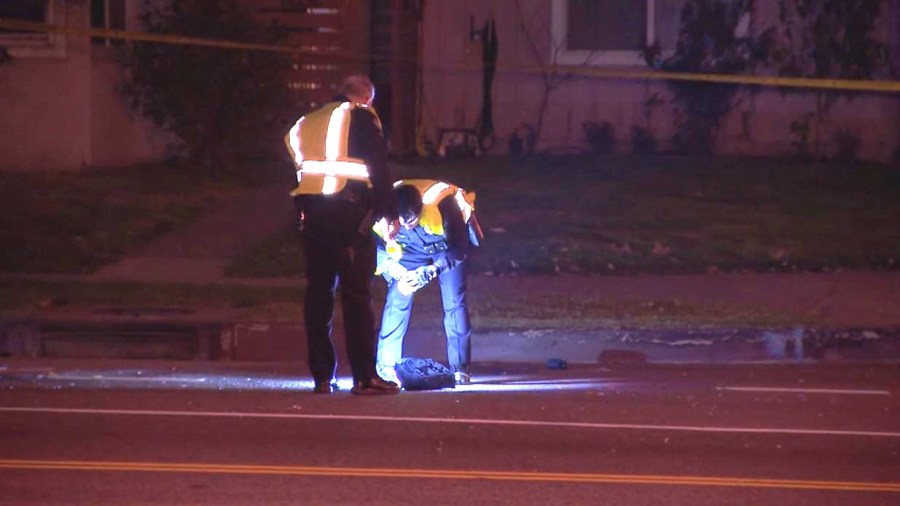 A woman in her 60s was struck and killed in a hit-and-run crash in Panorama City on Jan. 19, 2024. (KTLA)