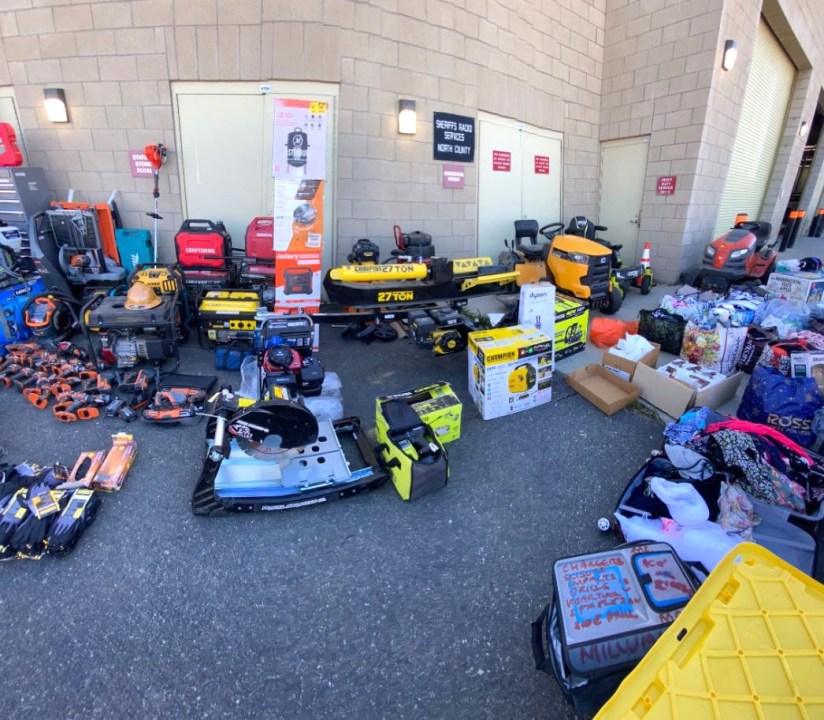 Four suspects of a crime fence operation were arrested for allegedly stealing over $300,000 worth of tools and merchandise from stores across Southern California. (Los Angeles County Sheriff Department)