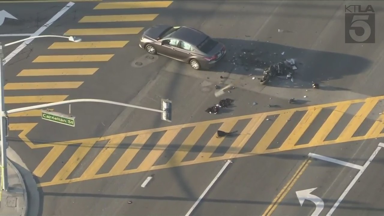 A juvenile motorcyclist was killed after colliding with a sedan in Redondo Beach on Jan. 10, 2024. (KTLA)