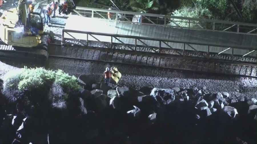 Rail service still suspended as crews continue removing landslide debris from tracks in O.C.