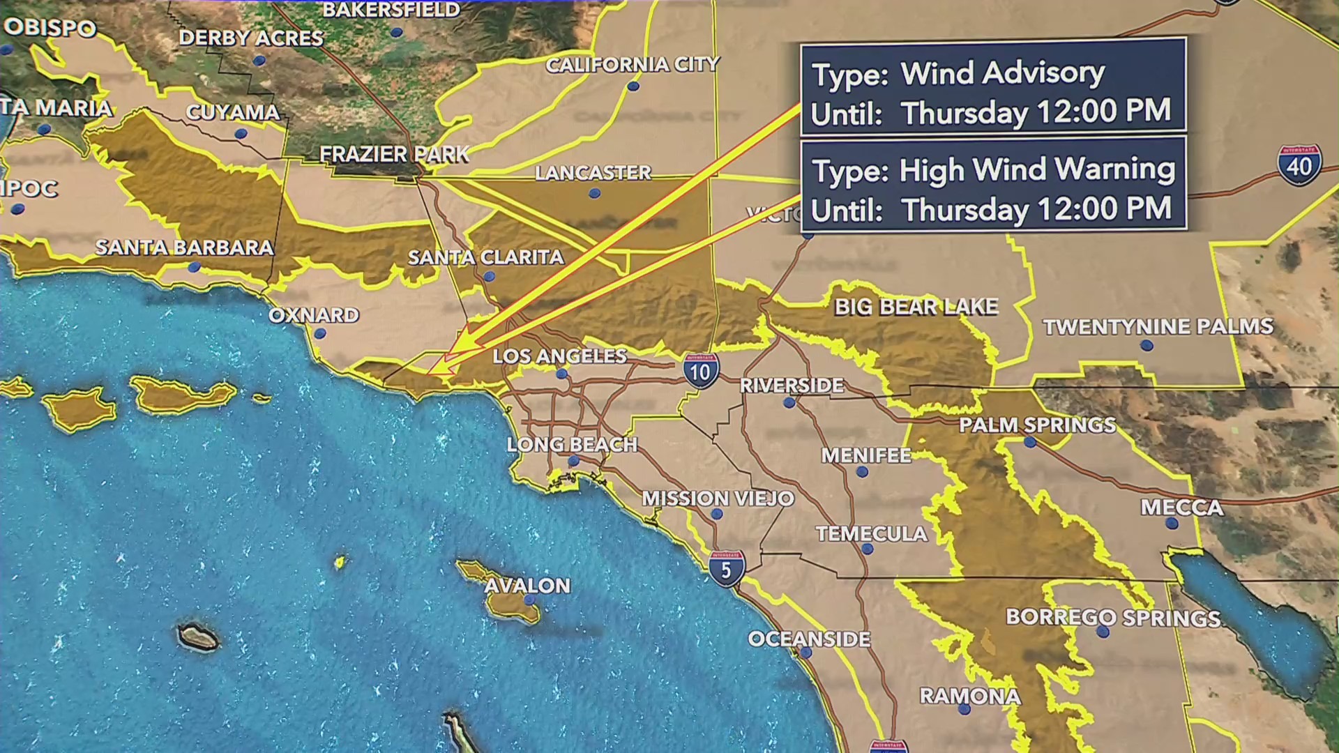 A severe windstorm is heading to Southern California on Jan. 10, 2024. (KTLA)