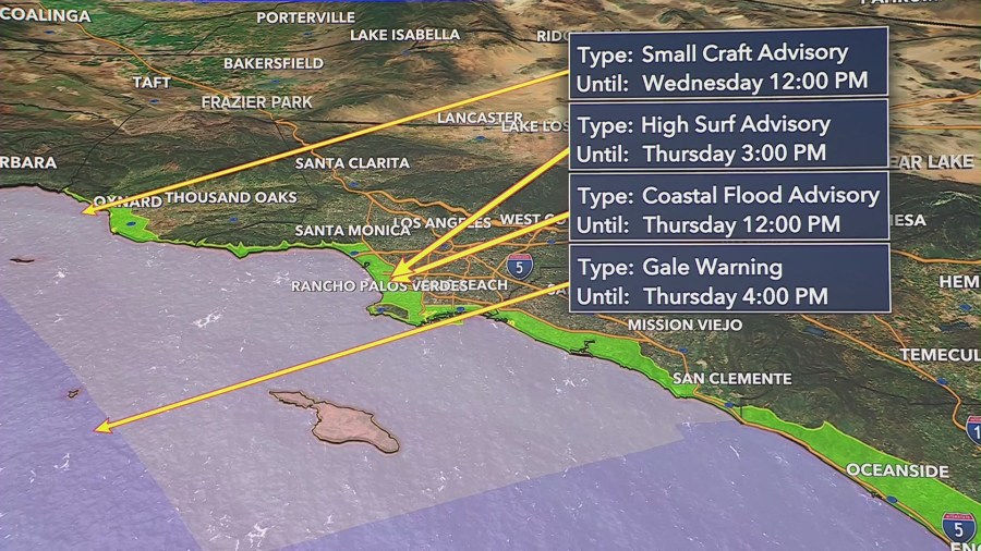 A severe windstorm is heading to Southern California on Jan. 10, 2024. (KTLA)