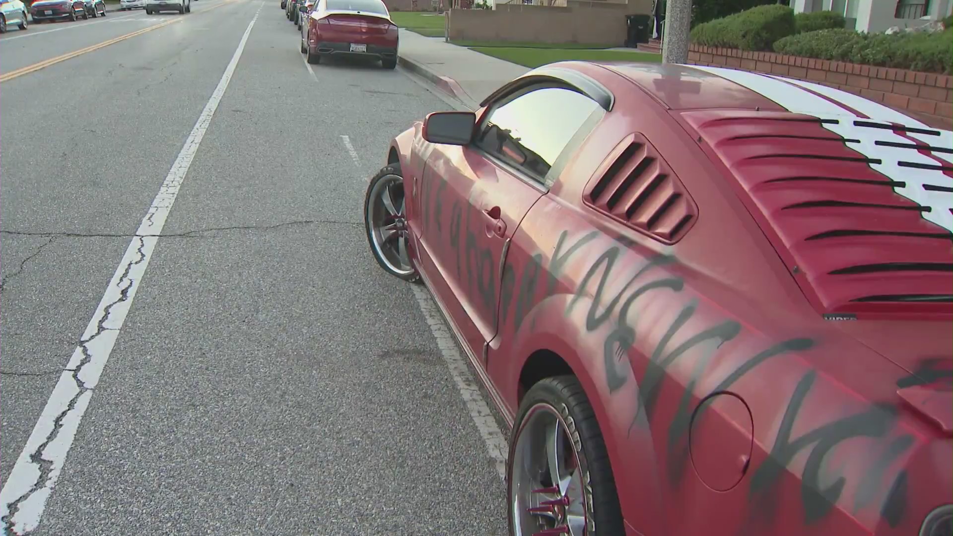 A San Pedro family remains shaken after they woke up to find their car was vandalized with a racial slur and a Swastika during the holidays. (KTLA)