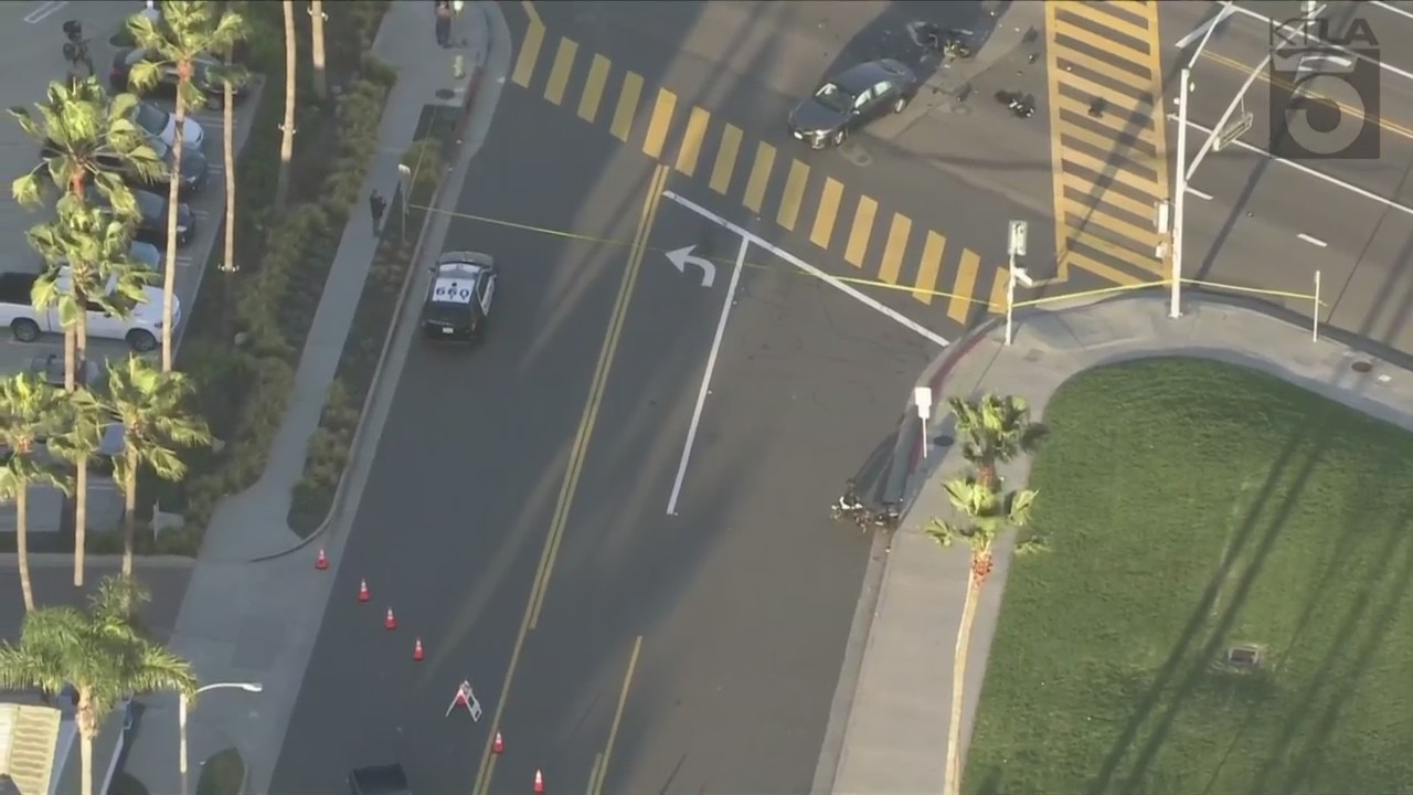 A juvenile motorcyclist was killed after colliding with a sedan in Redondo Beach on Jan. 10, 2024. (KTLA)