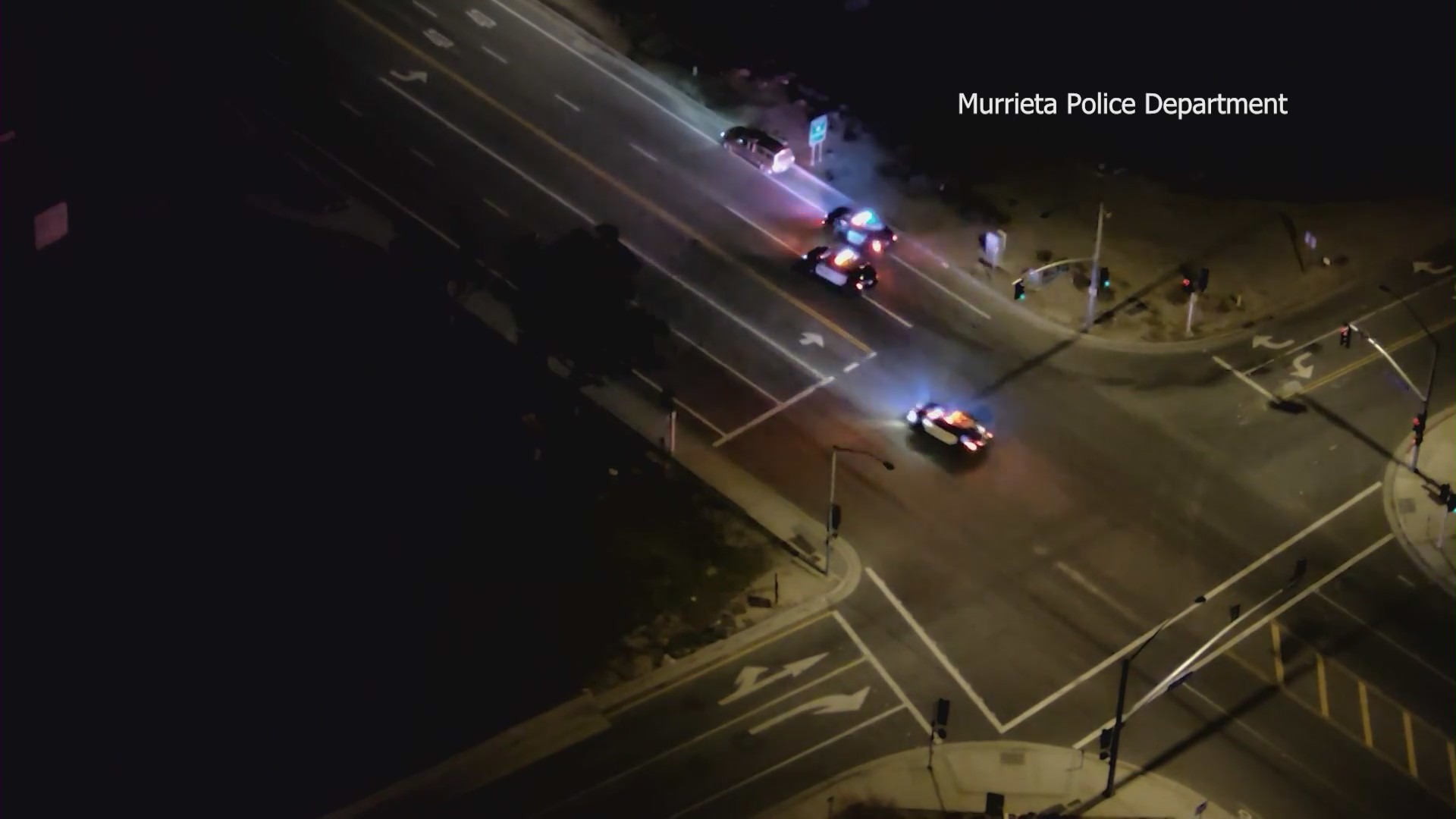 Drone footage of suspects being arrested on Jan. 13, 2023. The drone is part of Murrieta Police Department's new Unmanned Aerial Systems Program. (Murrieta Police)