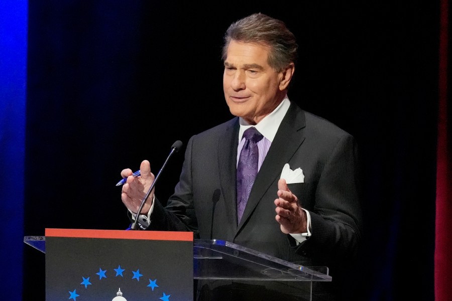 FILE - Former baseball player Steve Garvey speaks during a televised debate for candidates in the senate race on Jan. 22, 2024, in Los Angeles. California’s U.S. Senate race was expected to be a three-way Democratic prizefight. But the possibility of record-low turnout is elevating Garvey's chances to advance to the general election in November. (AP Photo/Damian Dovarganes, File)