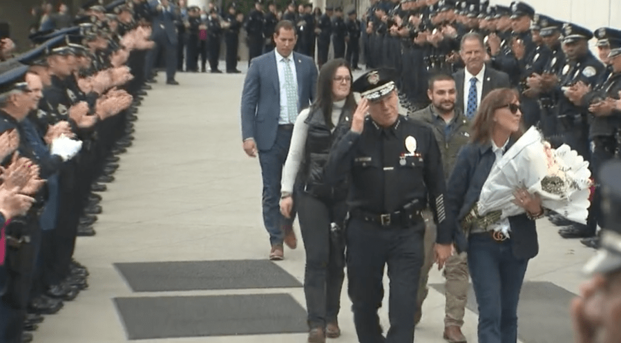 L.A. Police Chief Michael Moore honored on last day with department