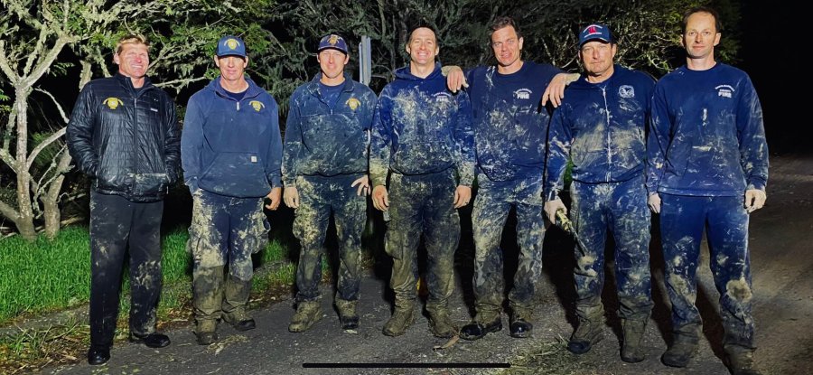 Crewmembers are seen after responding to a cow rescue in this image provided by Santa Barbara County Fire.