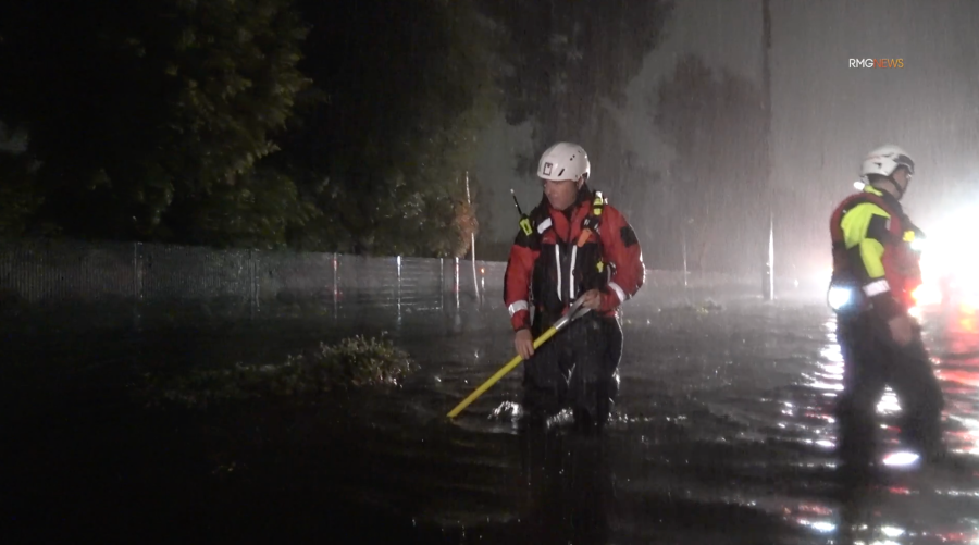 Motorists stranded in flood waters in Tarzana