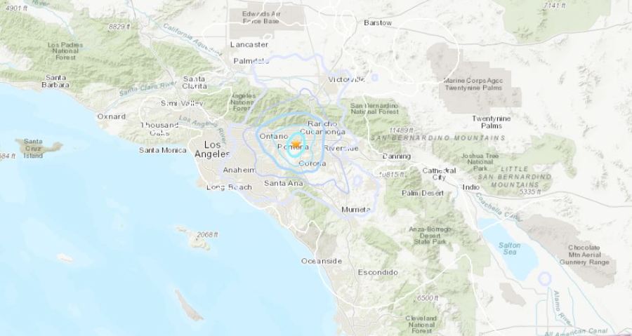 A 3.8 magnitude earthquake struck the city of Ontario in San Bernardino County on Feb. 15, 2024. (USGS)