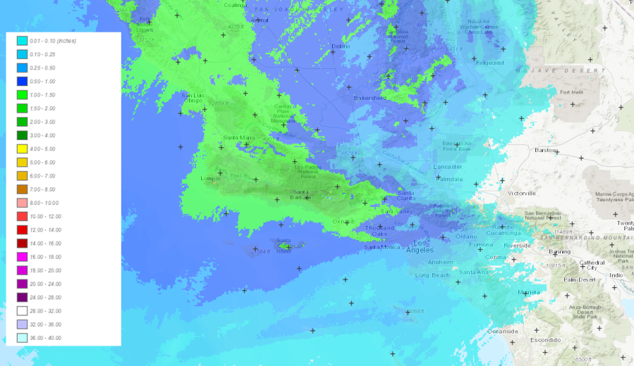 rain totals map southern california