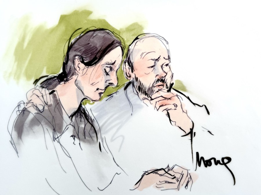 Courtroom sketches of emotional reactions when the guilty verdict for Rebecca Grossman was announced in a Van Nuys courtroom on Feb. 23, 2024.