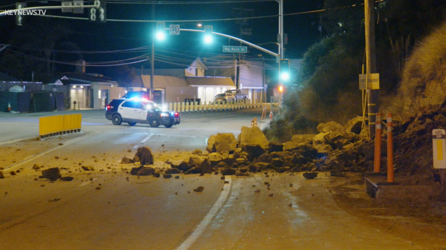 A rock slide closed a portion of Pacific Coast Highway through Malibu on March 10, 2024.