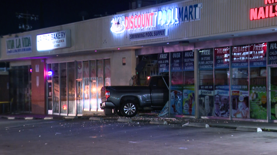 A truck crashed into a pool supply store in Canoga Park on March 18, 2024.