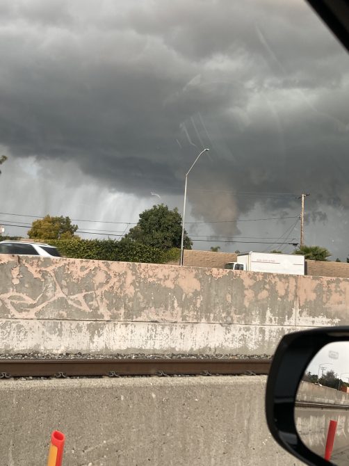 Storms clouds gathering in Southern California on March 7, 2024. (KTLA)