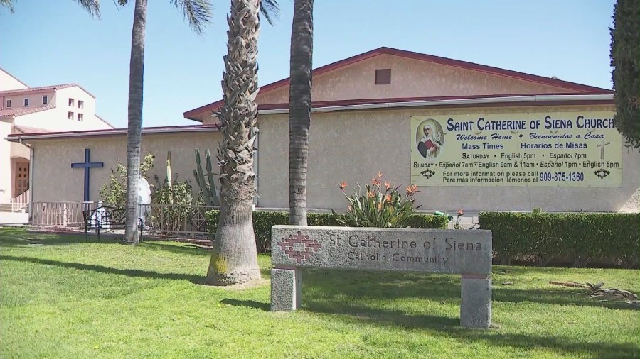 St. Catherine of Siena Church in Rialto, California. (KTLA)