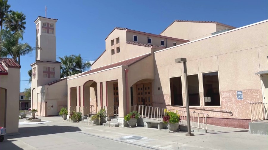 St. Catherine of Siena Church in Rialto, California. (KTLA)