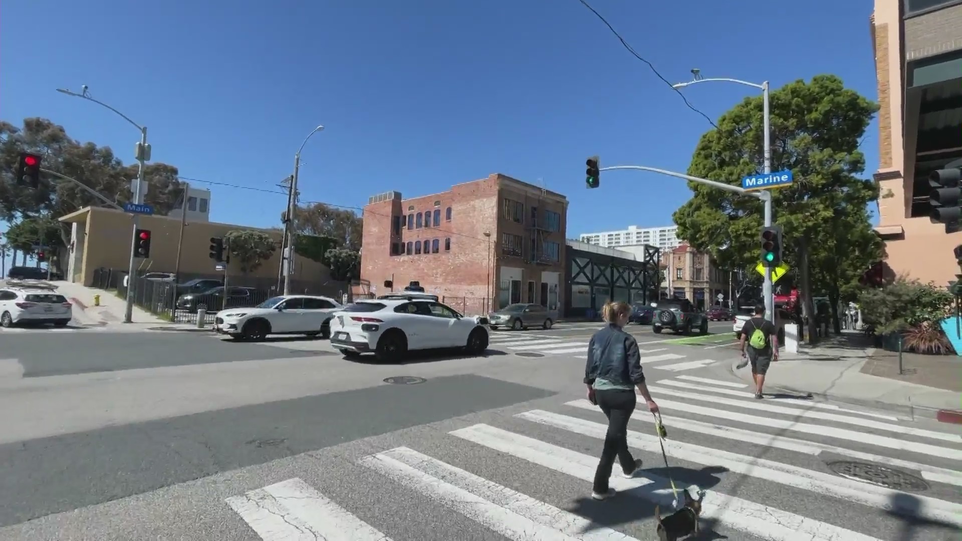 Pedestrians walking in Santa Monica, California. (KTLA)