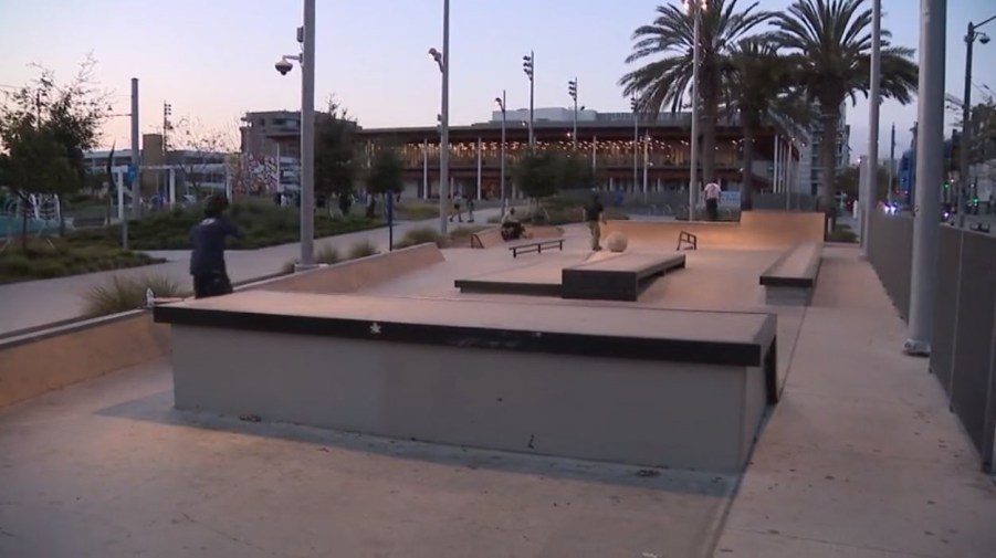 Skate park at Lincoln Park in Long Beach, California. (KTLA)